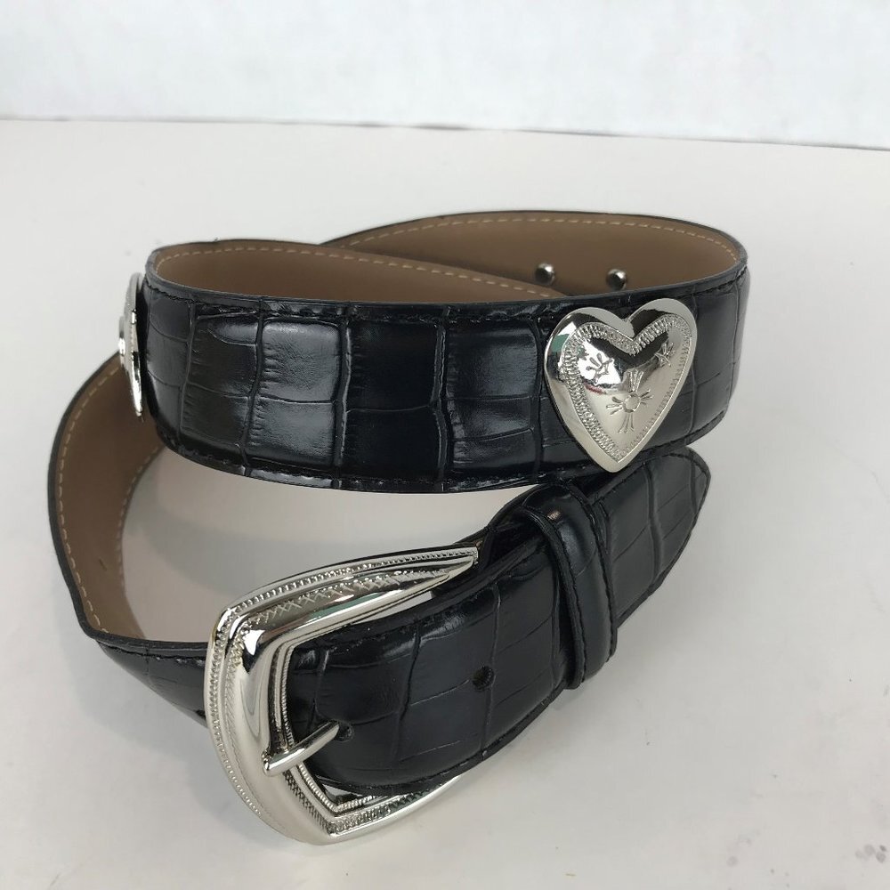 Unbranded black, crock embossed, silver accent, belt Size S
